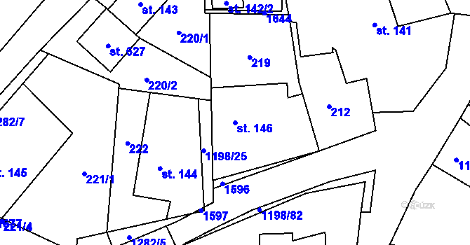 Parcela st. 146 v KÚ Mořkov, Katastrální mapa