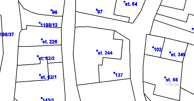 Parcela st. 244 v KÚ Mořkov, Katastrální mapa