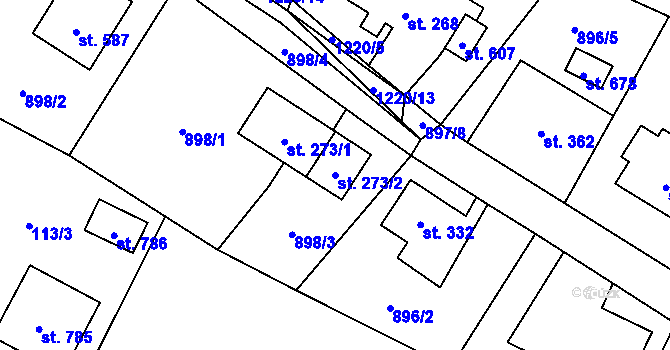 Parcela st. 273/2 v KÚ Mořkov, Katastrální mapa
