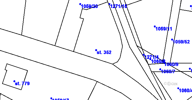 Parcela st. 352 v KÚ Mořkov, Katastrální mapa