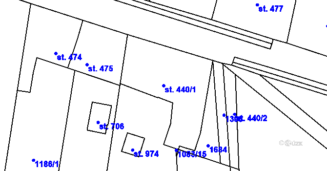 Parcela st. 440/1 v KÚ Mořkov, Katastrální mapa