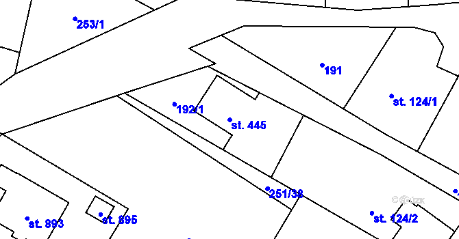 Parcela st. 445 v KÚ Mořkov, Katastrální mapa