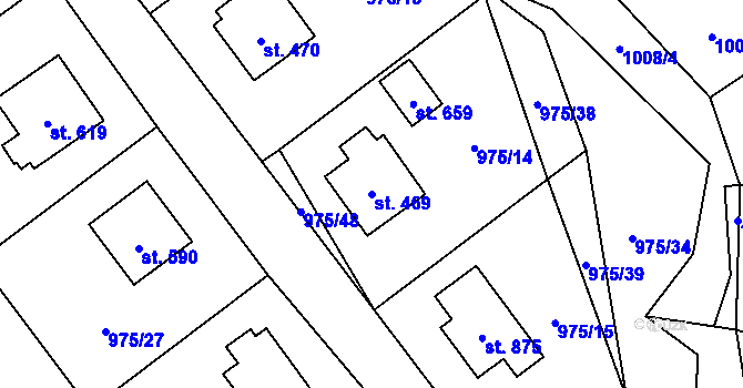 Parcela st. 469 v KÚ Mořkov, Katastrální mapa