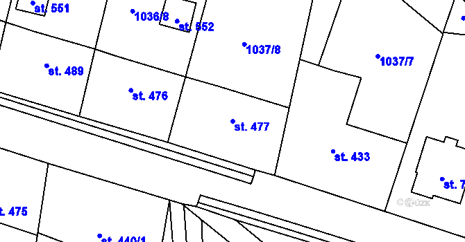 Parcela st. 477 v KÚ Mořkov, Katastrální mapa