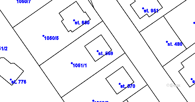 Parcela st. 569 v KÚ Mořkov, Katastrální mapa