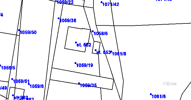 Parcela st. 653 v KÚ Mořkov, Katastrální mapa