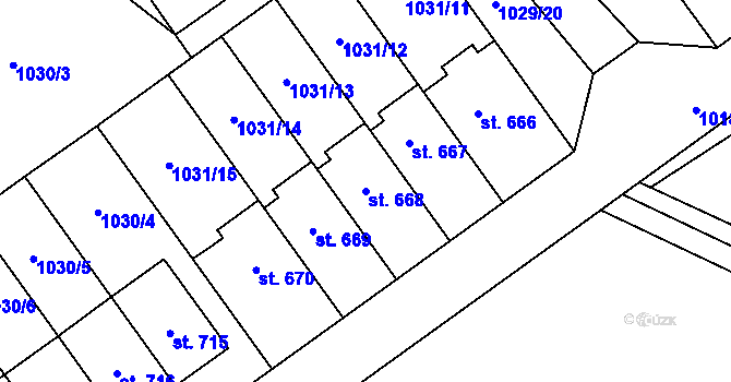 Parcela st. 668 v KÚ Mořkov, Katastrální mapa
