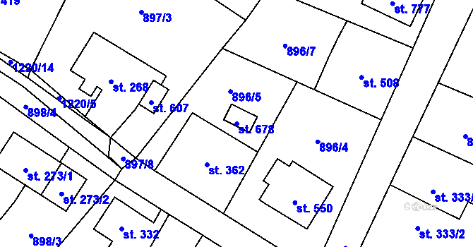 Parcela st. 678 v KÚ Mořkov, Katastrální mapa