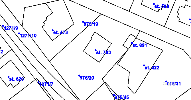 Parcela st. 703 v KÚ Mořkov, Katastrální mapa