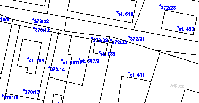 Parcela st. 739 v KÚ Mořkov, Katastrální mapa