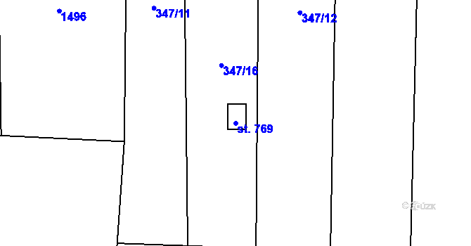 Parcela st. 769 v KÚ Mořkov, Katastrální mapa
