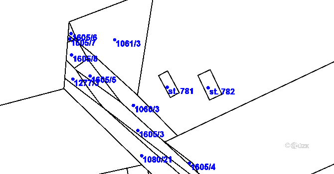 Parcela st. 781 v KÚ Mořkov, Katastrální mapa