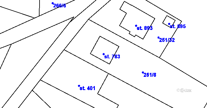 Parcela st. 783 v KÚ Mořkov, Katastrální mapa