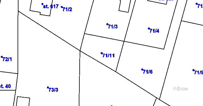 Parcela st. 71/11 v KÚ Mořkov, Katastrální mapa