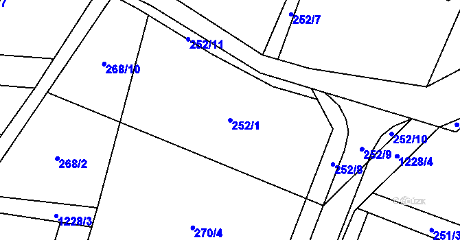 Parcela st. 252/1 v KÚ Mořkov, Katastrální mapa