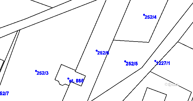 Parcela st. 252/6 v KÚ Mořkov, Katastrální mapa
