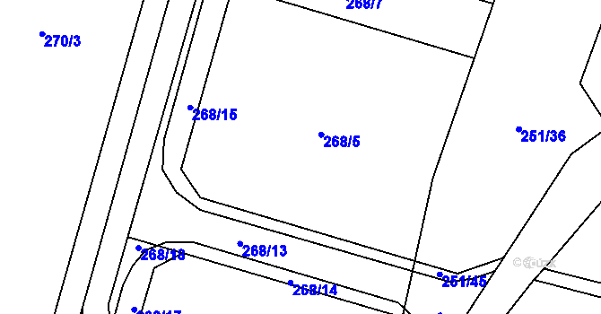 Parcela st. 268/5 v KÚ Mořkov, Katastrální mapa