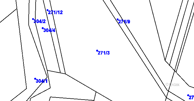 Parcela st. 271/3 v KÚ Mořkov, Katastrální mapa