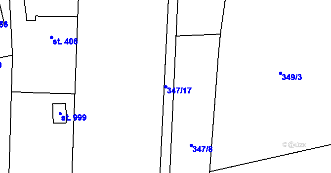 Parcela st. 347/17 v KÚ Mořkov, Katastrální mapa