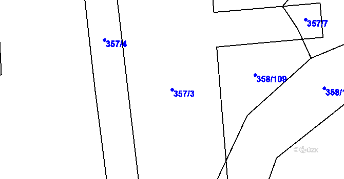 Parcela st. 357/3 v KÚ Mořkov, Katastrální mapa