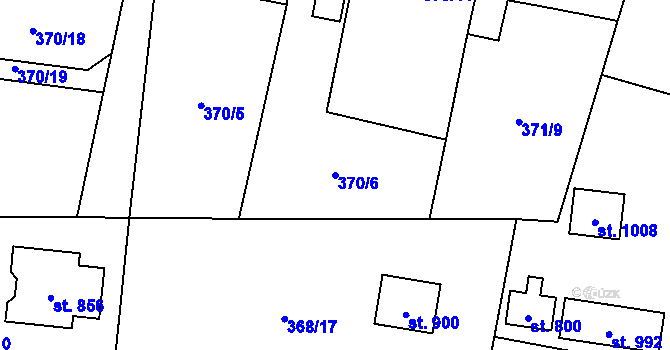 Parcela st. 370/6 v KÚ Mořkov, Katastrální mapa