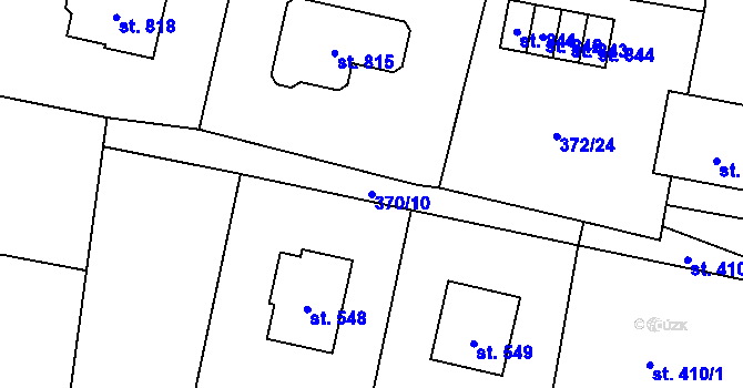 Parcela st. 370/10 v KÚ Mořkov, Katastrální mapa