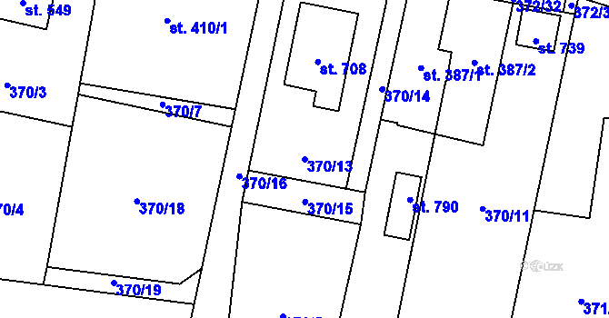 Parcela st. 370/13 v KÚ Mořkov, Katastrální mapa
