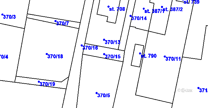 Parcela st. 370/15 v KÚ Mořkov, Katastrální mapa