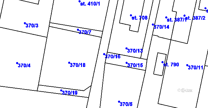 Parcela st. 370/16 v KÚ Mořkov, Katastrální mapa