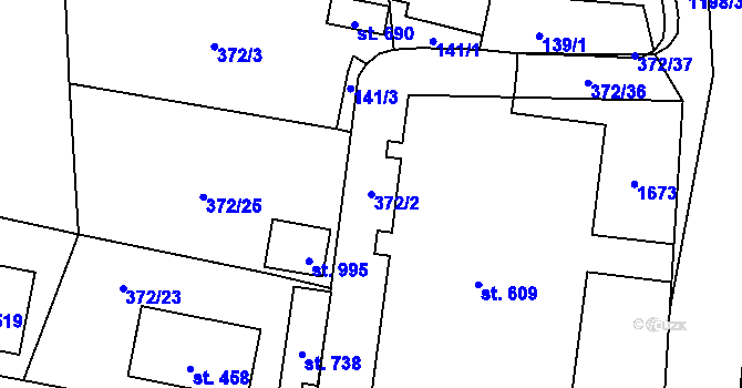 Parcela st. 372/2 v KÚ Mořkov, Katastrální mapa