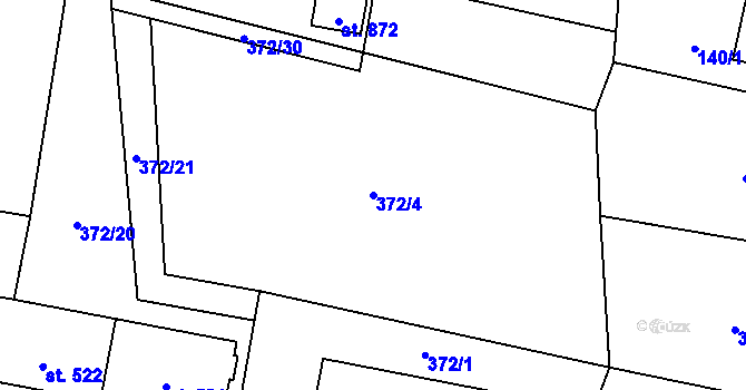 Parcela st. 372/4 v KÚ Mořkov, Katastrální mapa