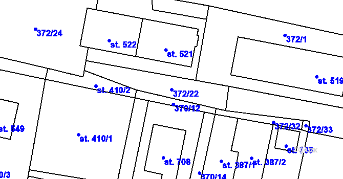 Parcela st. 372/22 v KÚ Mořkov, Katastrální mapa