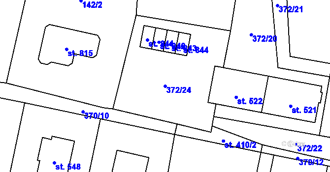Parcela st. 372/24 v KÚ Mořkov, Katastrální mapa