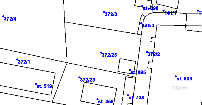 Parcela st. 372/25 v KÚ Mořkov, Katastrální mapa