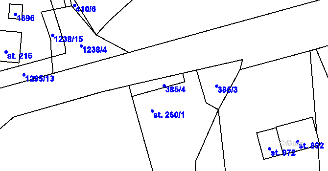 Parcela st. 385/4 v KÚ Mořkov, Katastrální mapa
