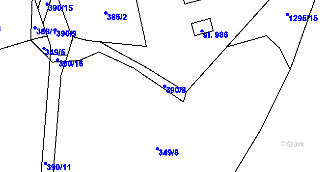 Parcela st. 390/8 v KÚ Mořkov, Katastrální mapa