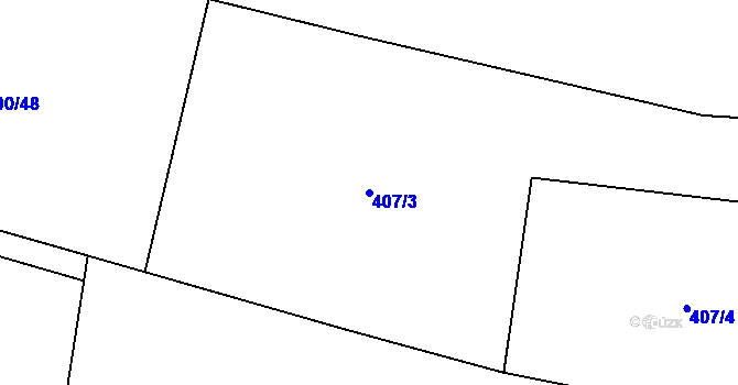 Parcela st. 407/3 v KÚ Mořkov, Katastrální mapa