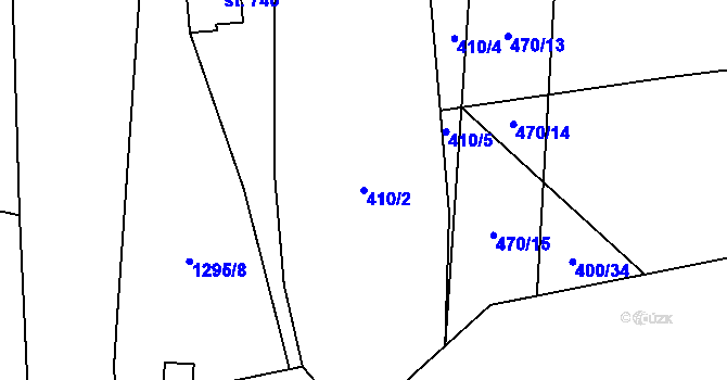 Parcela st. 410/2 v KÚ Mořkov, Katastrální mapa