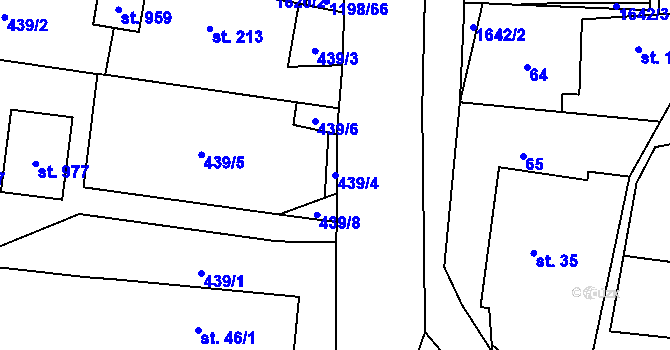 Parcela st. 439/4 v KÚ Mořkov, Katastrální mapa