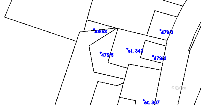 Parcela st. 479/5 v KÚ Mořkov, Katastrální mapa