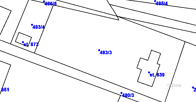 Parcela st. 483 v KÚ Mořkov, Katastrální mapa