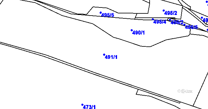 Parcela st. 491/1 v KÚ Mořkov, Katastrální mapa