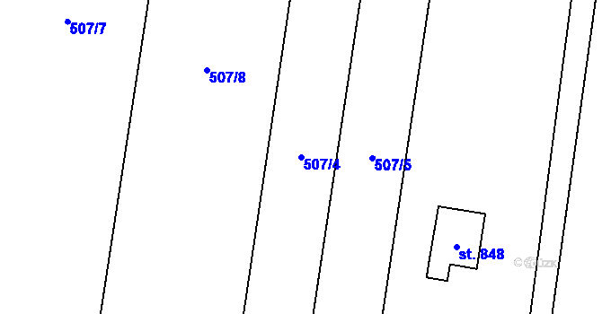 Parcela st. 507/4 v KÚ Mořkov, Katastrální mapa