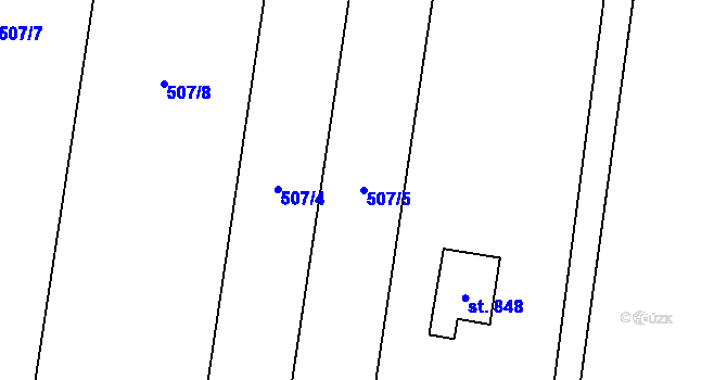 Parcela st. 507/5 v KÚ Mořkov, Katastrální mapa