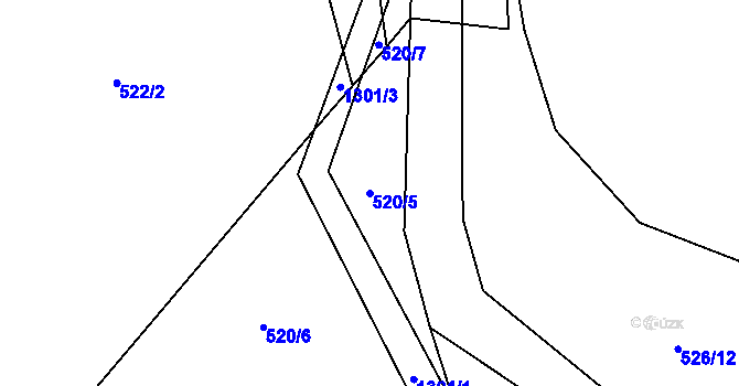 Parcela st. 520/5 v KÚ Mořkov, Katastrální mapa