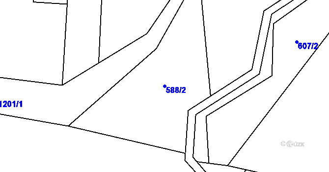 Parcela st. 588/2 v KÚ Mořkov, Katastrální mapa