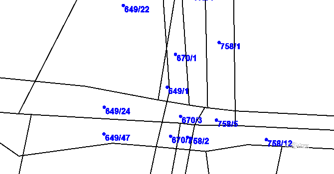 Parcela st. 649/1 v KÚ Mořkov, Katastrální mapa