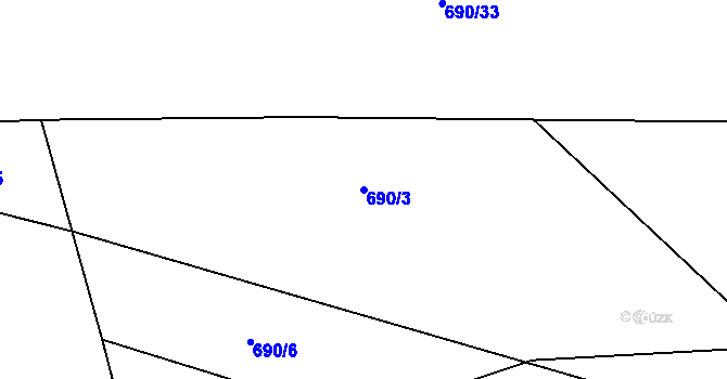 Parcela st. 690/3 v KÚ Mořkov, Katastrální mapa
