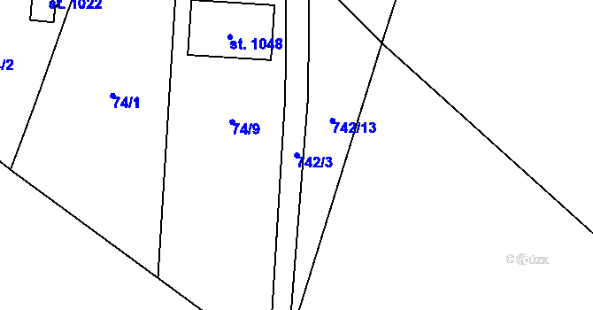 Parcela st. 742/3 v KÚ Mořkov, Katastrální mapa