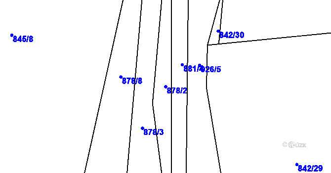 Parcela st. 878/2 v KÚ Mořkov, Katastrální mapa